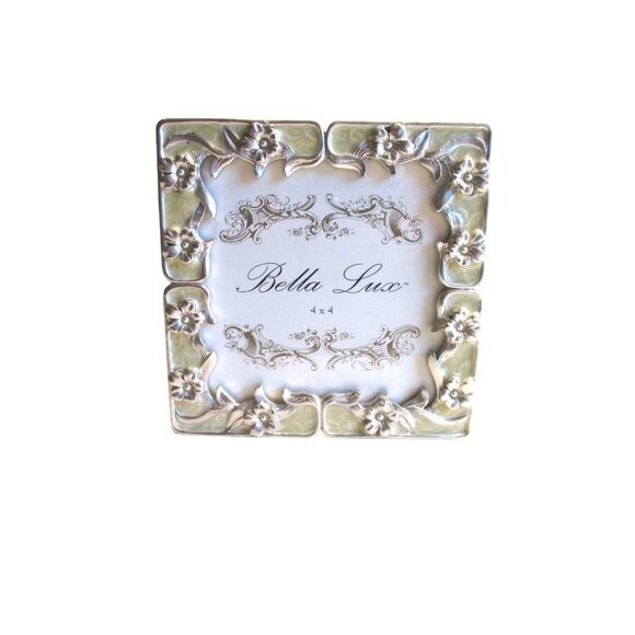 *Bella Lux Cream Enamel Faux Pearl Picture Frame - 4" x 4" Table Top - NWT - Picture 1 of 5